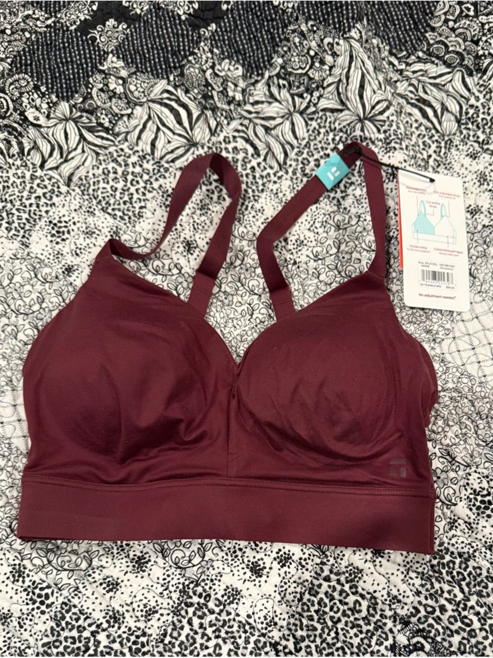 Tommy‎ John Second Skin Triangle Bralette XS D-DD Burgundy NWT